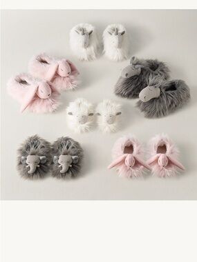 Restoration Hardware WOOLY PLUSH KIDS' SLIPPERS - Petal Bunny